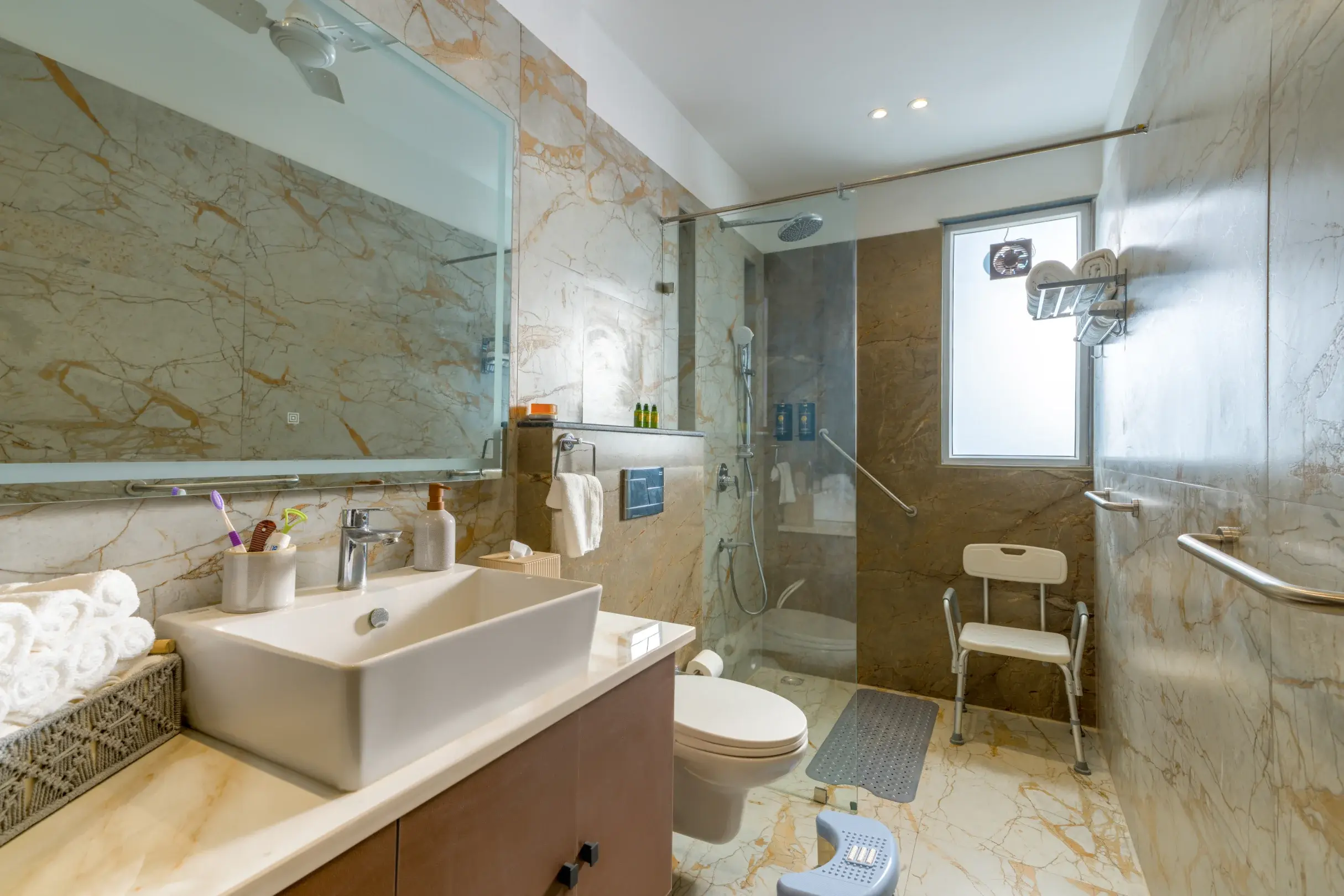Aftercare bathroom area